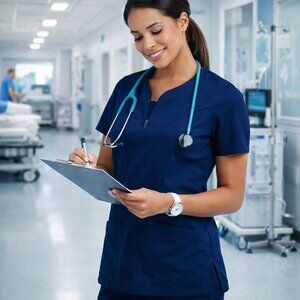 Premium Medical Scrubs Set for Women & Men - Navy Blue